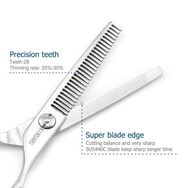 KINSARO 5.5" Barber Hair Thinning Scissors 440C Professional Thinning Shears Barber Shears 28 Teeth Convex Edge KINSARO for Hairdresser Barbershop or Home Use - Image 4