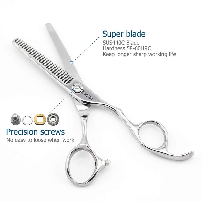 KINSARO 5.5" Barber Hair Thinning Scissors 440C Professional Thinning Shears Barber Shears 28 Teeth Convex Edge KINSARO for Hairdresser Barbershop or Home Use - Image 3