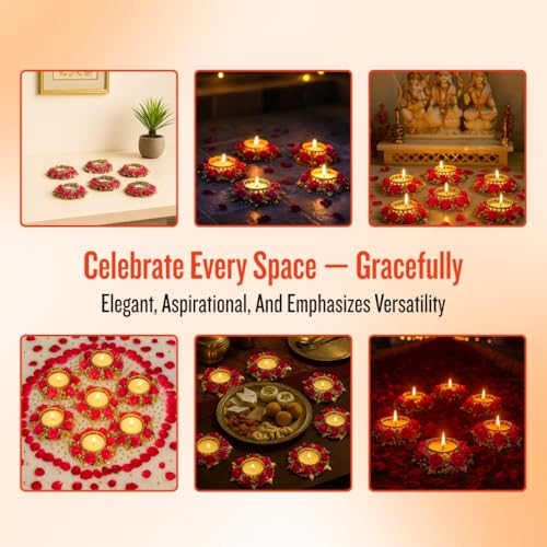Sanvatsar Home Decorative Diyas Set of 6 | Corporate Gifts, Diwali Gift Diya,Deepak, Candles, New Year Gift, Christmas GIF ts, Home Decoration Light Diya Set of 6 (Pink Color) - Image 3