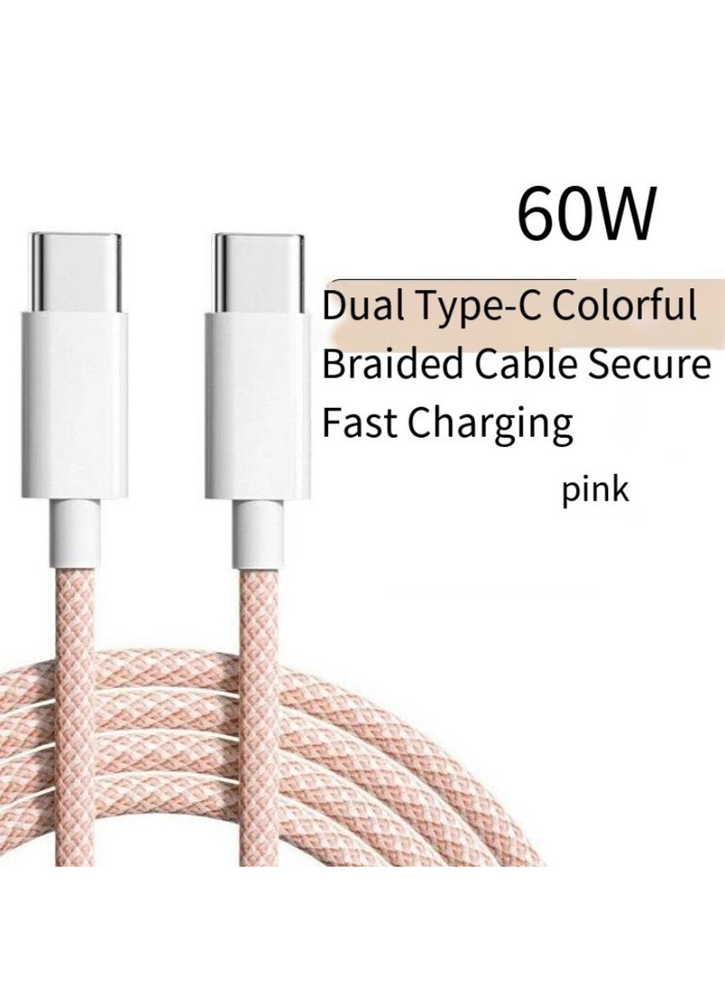 Type C Type C خط شحن هاتف محمول (وردي، متر واحد) - Image 1