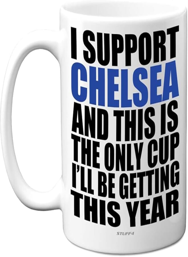 Stuff4 Funny Football Mug Gift for Chelsea Fans - Footy Only Cup - Joke Xmas Birthday Mugs Present Gifts for Son Dad Brother Uncle Colleague Friend Cousin, 11oz Ceramic Dishwasher Safe Coffee Tea Cup