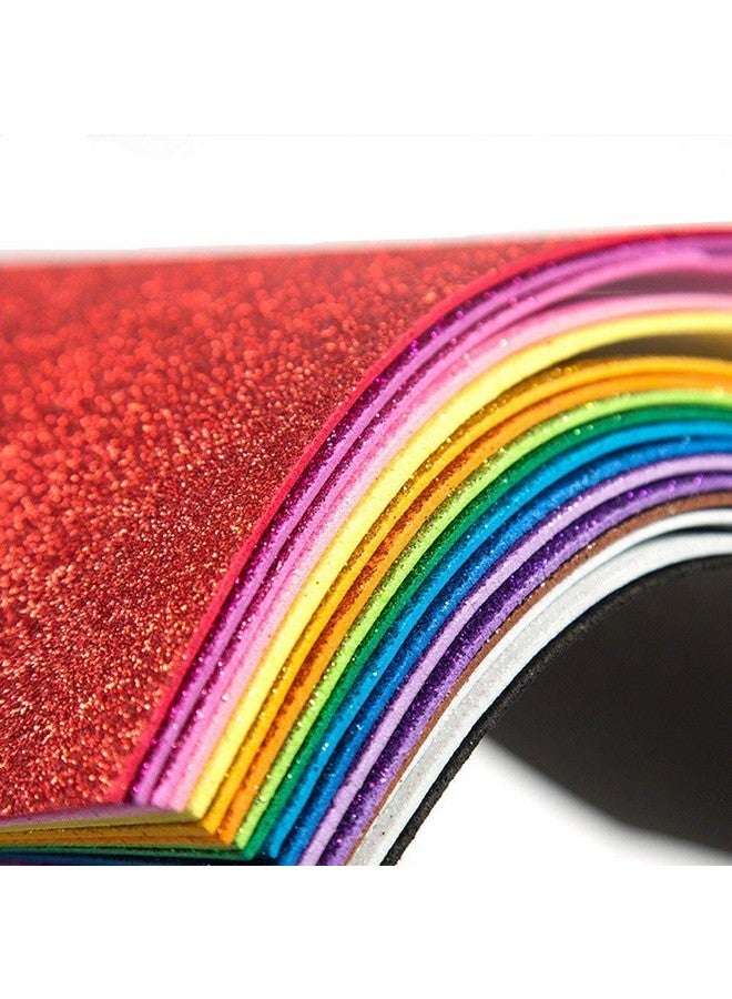 Eclet A4 Glitter Foam Sheet Sparkles (self Adhesive) 2 mm Thick 10 Different Color, for Art & Craft