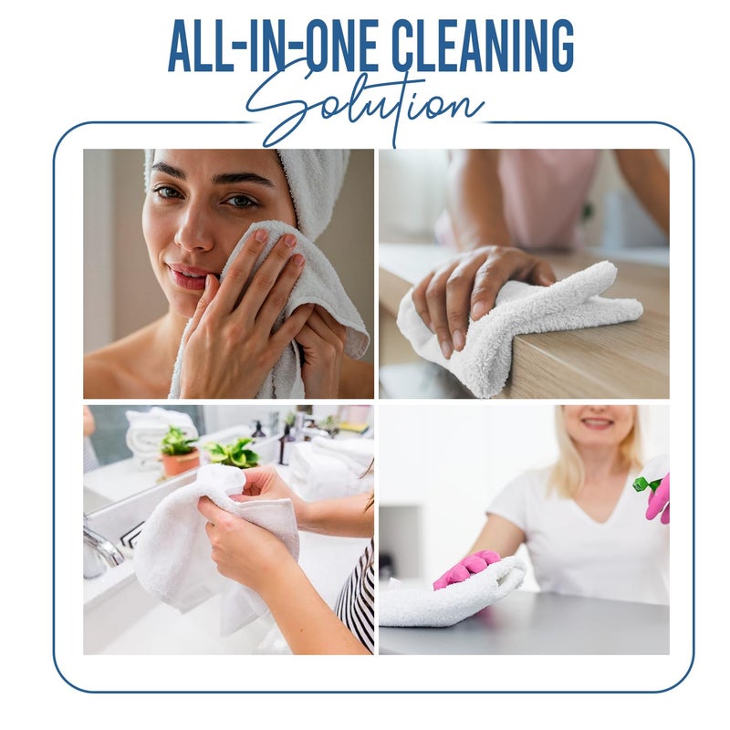 DAN RIVER 24 Pack Wash Cloths for Showering [12x12] - 100% Cotton Washcloths Premium Quality Flannel Face Cloths for Bathroom, Highly Absorbent and Soft Feel Wash Clothes, White - Image 3