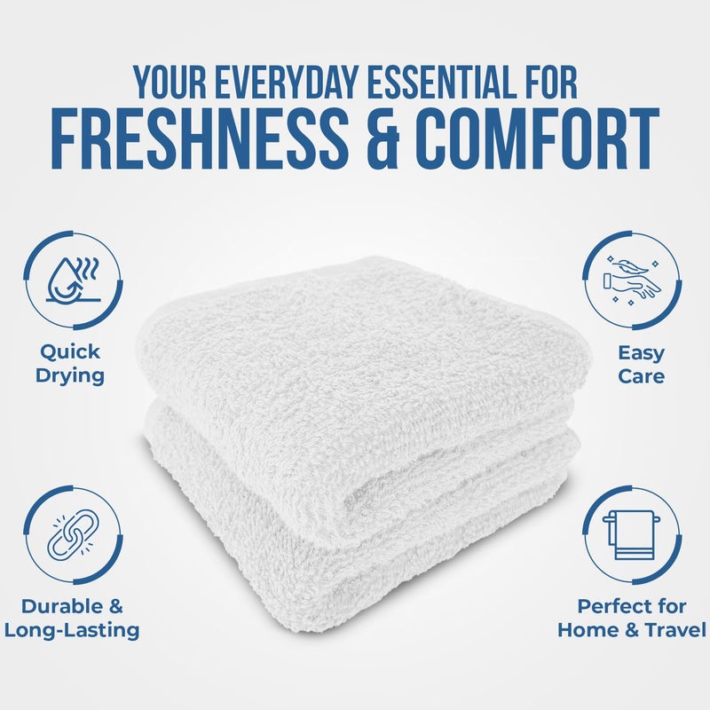 DAN RIVER 24 Pack Wash Cloths for Showering [12x12] - 100% Cotton Washcloths Premium Quality Flannel Face Cloths for Bathroom, Highly Absorbent and Soft Feel Wash Clothes, White - Image 5