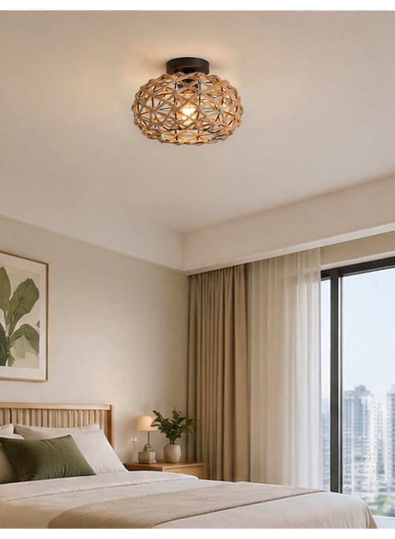 Yuanze Bohemian Hemp Rope Ceiling Light, Flush Mount Ceiling Lamp for Bedroom, Kitchen & Hallway Decor Lighting - Image 3