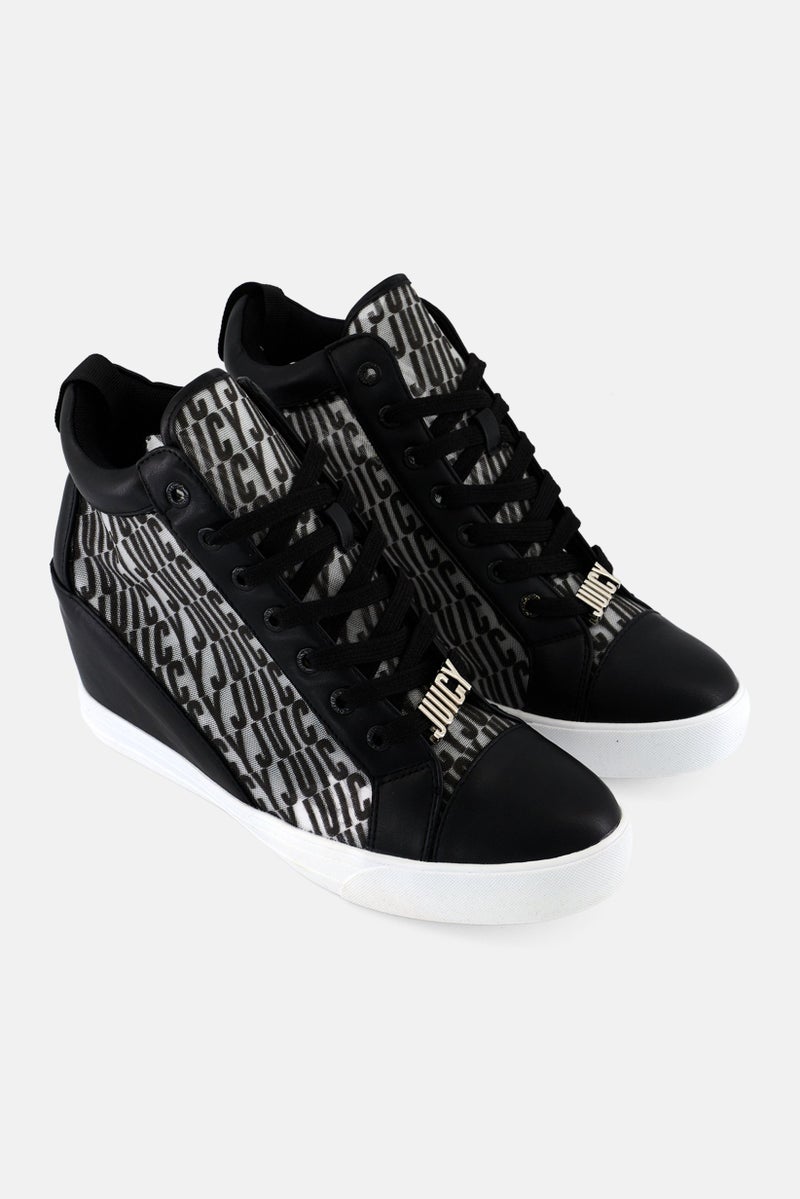 Juicy Couture Women Brand Logo Charm Lace Up Casual Shoes, Black - Image 1