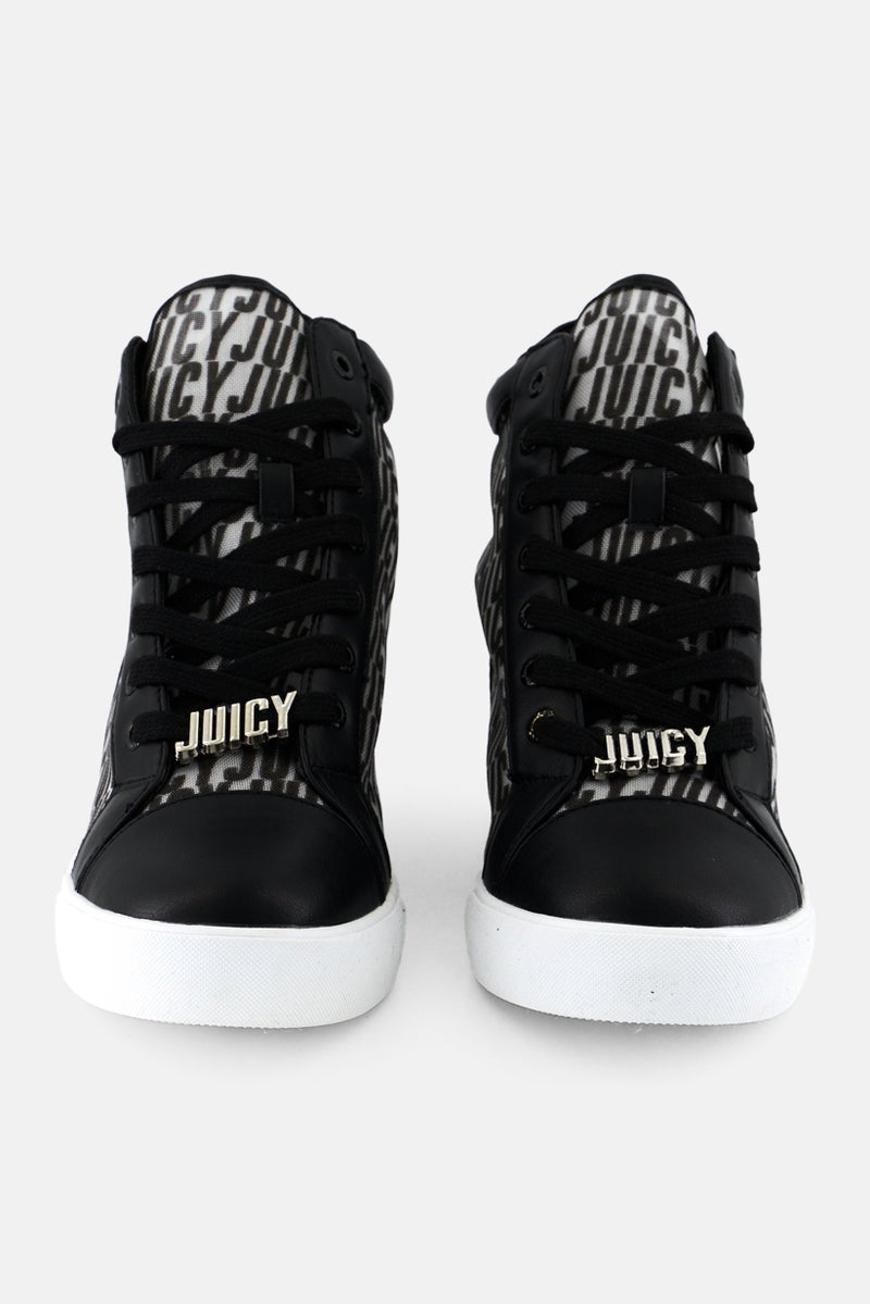Juicy Couture Women Brand Logo Charm Lace Up Casual Shoes, Black - Image 3