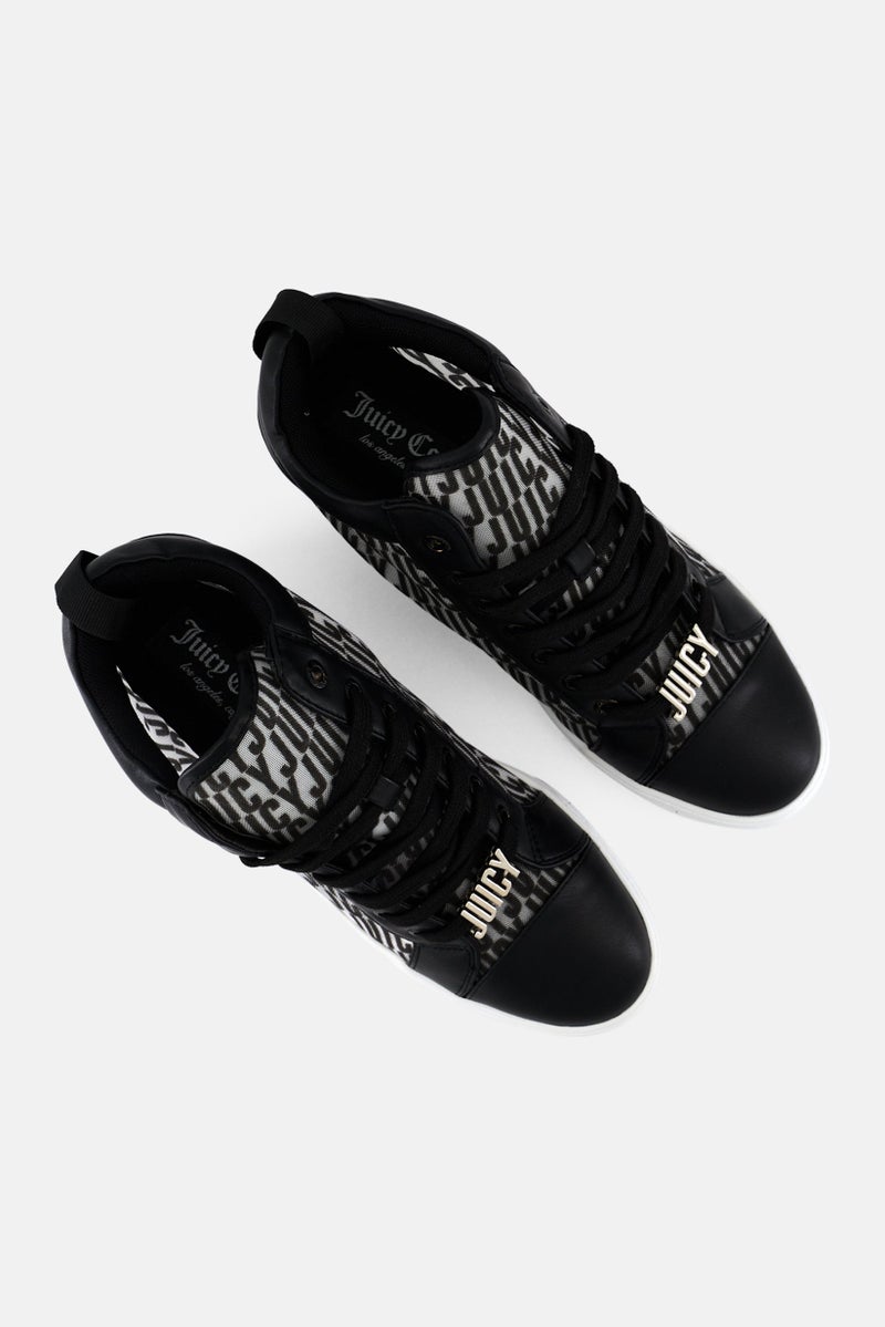 Juicy Couture Women Brand Logo Charm Lace Up Casual Shoes, Black - Image 4