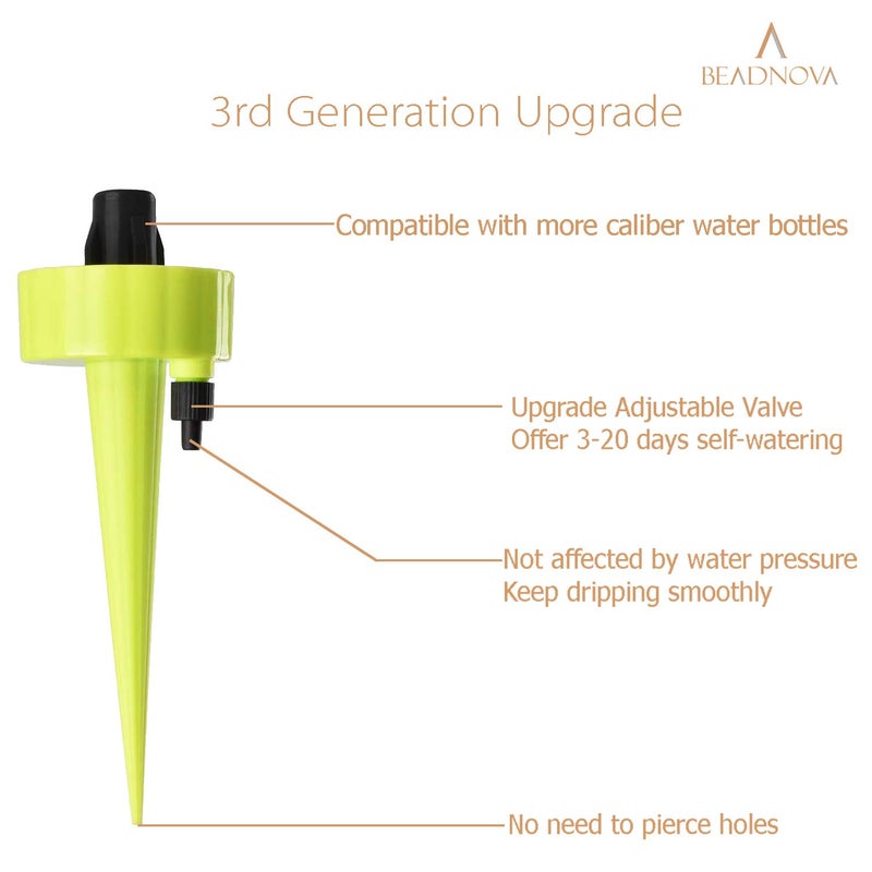 BEADNOVA Plant Self Watering Spikes Automatic Irrigation Equipment Adjustable Self Watering Spikes for Plants with Slow Release Control Valve Orange Blue Green 6pcs - Image 5