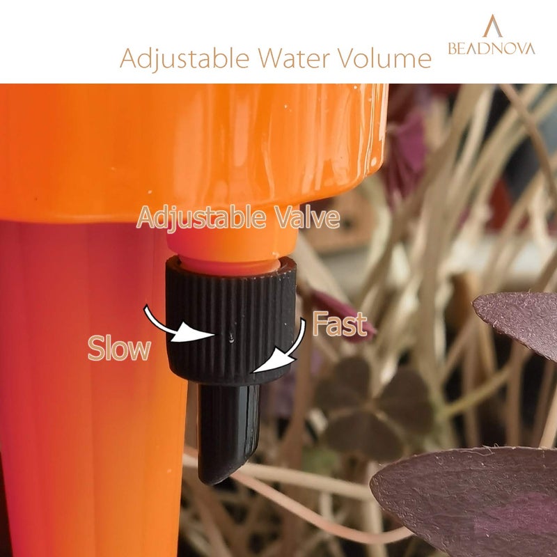 BEADNOVA Plant Self Watering Spikes Automatic Irrigation Equipment Adjustable Self Watering Spikes for Plants with Slow Release Control Valve Orange Blue Green 6pcs - Image 4