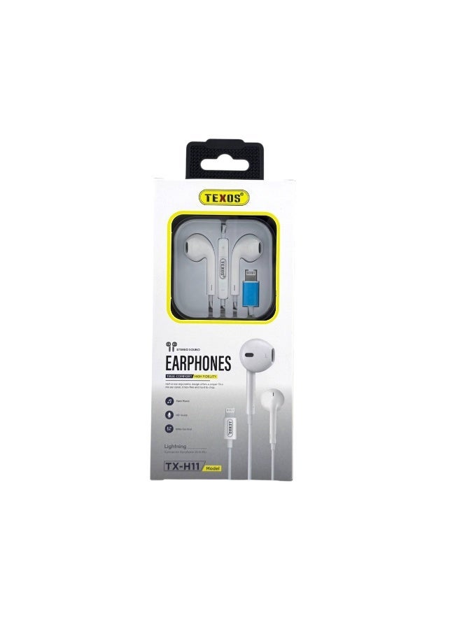 TEXOS TX-H11 Lightning Connector Half-In-Ear Wired Earphones with Mic - Image 2