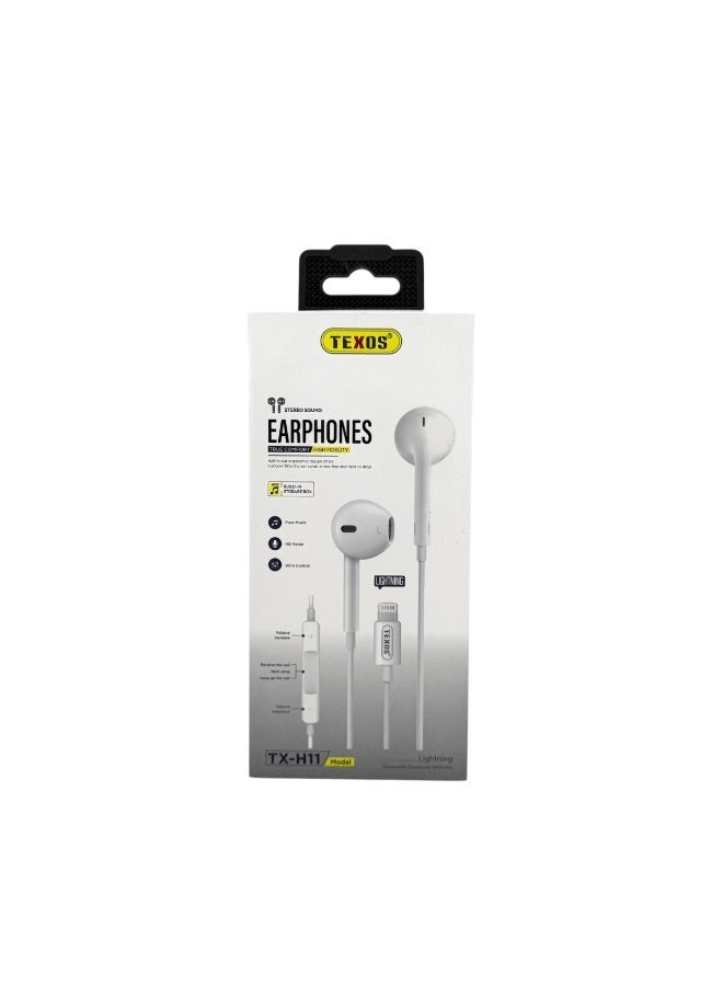 TEXOS TX-H11 Lightning Connector Half-In-Ear Wired Earphones with Mic - Image 1