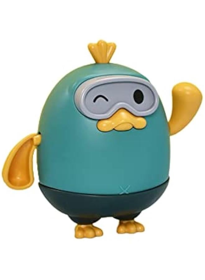 Pull & Go Duck Bath Toy, Funny Duckling Toy Wind-up Duck Tub Toy Jumpsuit Duck Bathtub Toy Pull & Go Swimming Goggles Duckling Water Toy Boat Duck Toy for Boys and Girls (3-Blue)  - Image 1
