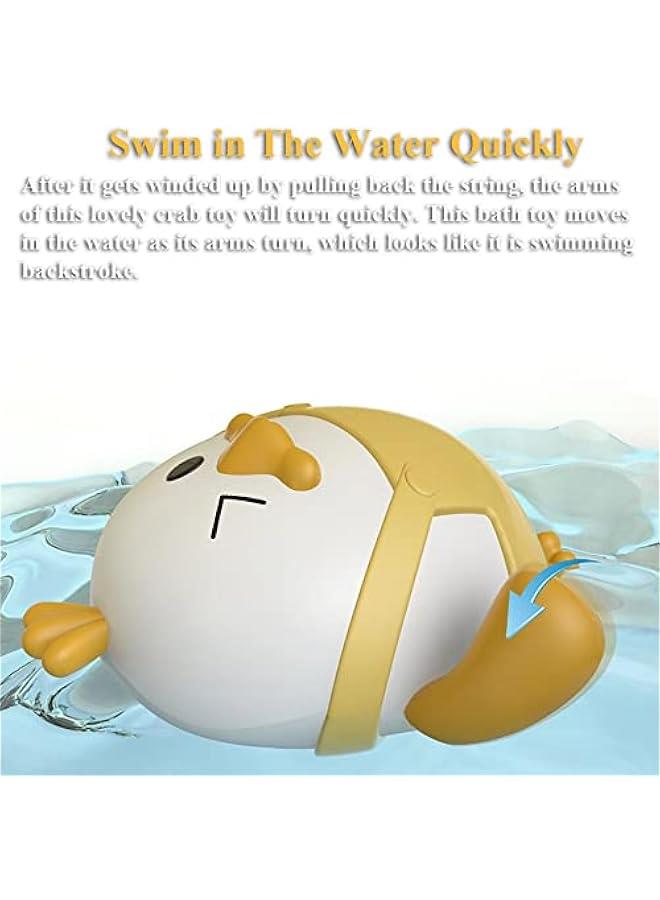 Pull & Go Duck Bath Toy, Funny Duckling Toy Wind-up Duck Tub Toy Jumpsuit Duck Bathtub Toy Pull & Go Swimming Goggles Duckling Water Toy Boat Duck Toy for Boys and Girls (3-Blue)  - Image 5