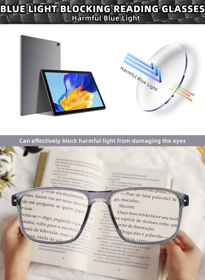 JM Reading Glasses Men with Blue Light Protection, Rectangular Classic Computer Readers Eyeglasses with Spring Hinge 4 Packs +2.0 - Image 3