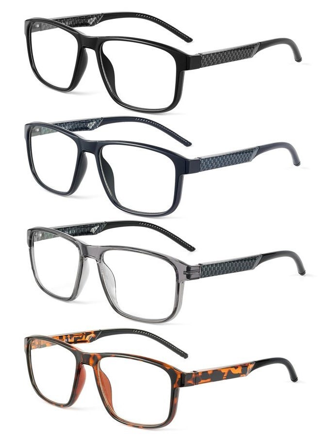 JM Reading Glasses Men with Blue Light Protection, Rectangular Classic Computer Readers Eyeglasses with Spring Hinge 4 Packs +2.0 - Image 1