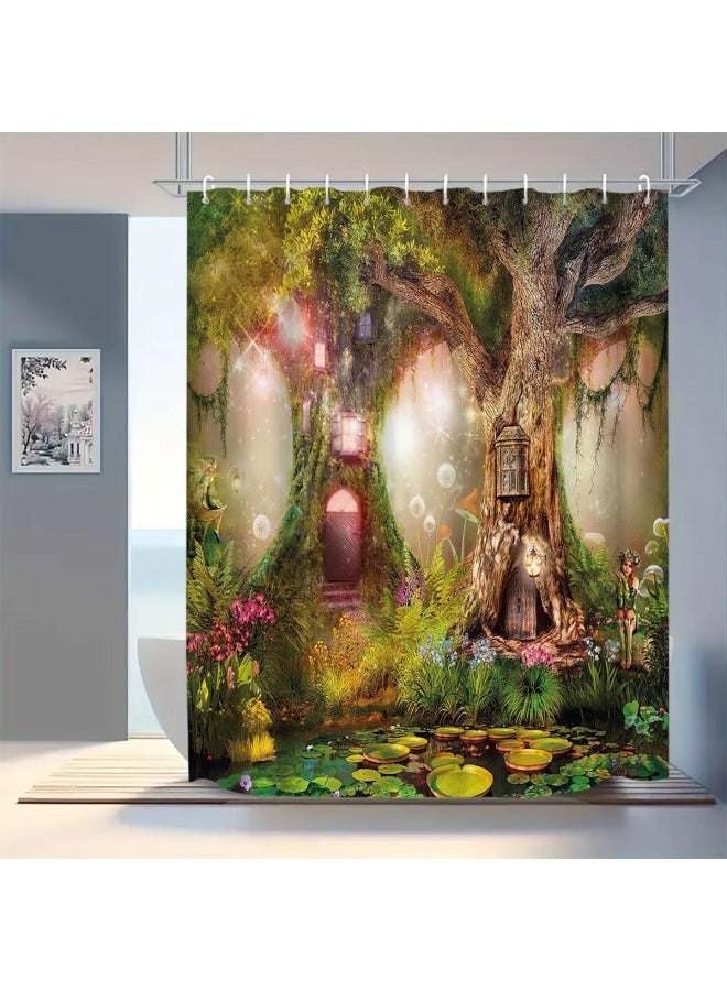 Plaid Waterproof Shower Curtain, Mildew-proof Bathroom Toilet Shower Parion Curtain