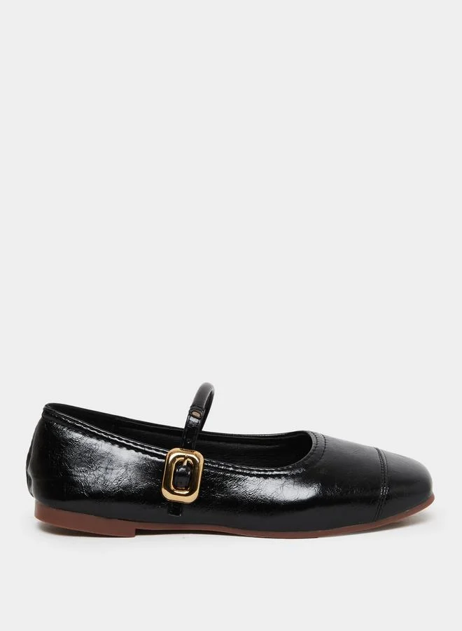 Take Two Black Buckle Strap Mary Jane Shoes