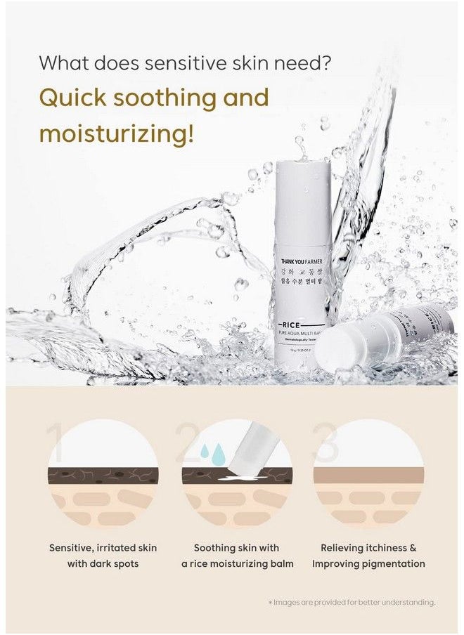 THANKYOU FARMER Rice Pure Aqua Multi Balm 0.35 Oz (10G) Korean Rice Extract Korean Multi Balm Stick For Face Wrinkle Bounce Balm Soothing Balm Fresh Skin Aqua Care Fragrance Free  - Image 5