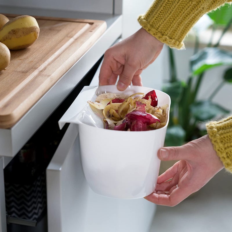 Navaris Navaris Hanging Kitchen Waste Bins Set of 2 - Garbage for Food Scraps and Compost - Small Hanging Trash Can Kitchen Counter or RV, Small Kitchen Trash Can, Dustbin for Kitchen, Bin  - Image 5