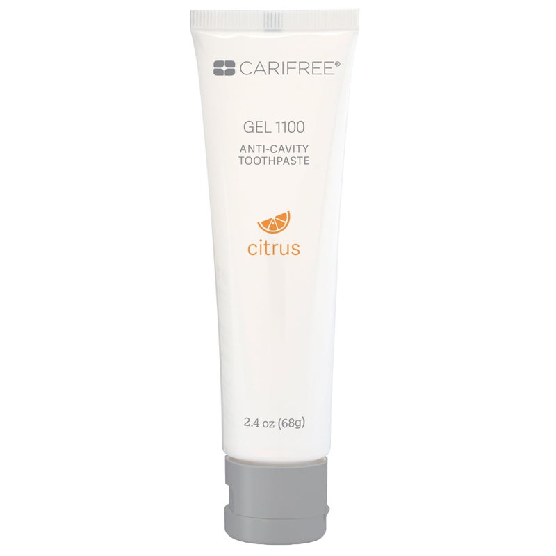 CariFree Gel 1100 Citrus Flavored AntiCavity Fluoride Toothpaste with Nano Hydroxyapatite for pH Neutralization Cavity Prevention Enamel Protection Dentist Recommended Made in The USA