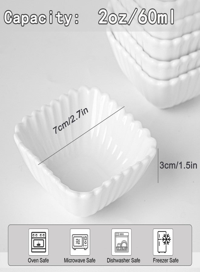 UIBFCWN 12 Pack Ceramic Soy Sauce Dishes, 2 oz Square Dipping Sauce Cups/Bowls/Dishes for Kitchen, Small Dip Bowls Set, Mini Bowl for Side Dish, Ketchup, Soy, BBQ, Sushi, Party - 2.75inch - Image 2
