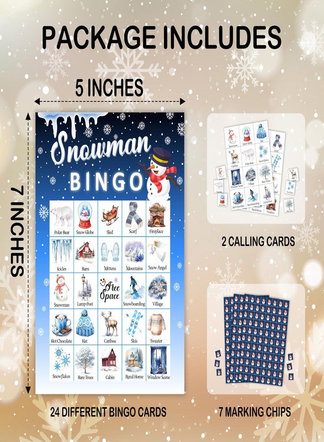 Mueddur Snowman Bingo Game Card, Winter Holiday Party Bingo Set for Adults Large Group Family Friends, Christmas Winter Holiday Games for 24 Players -30 - Image 3