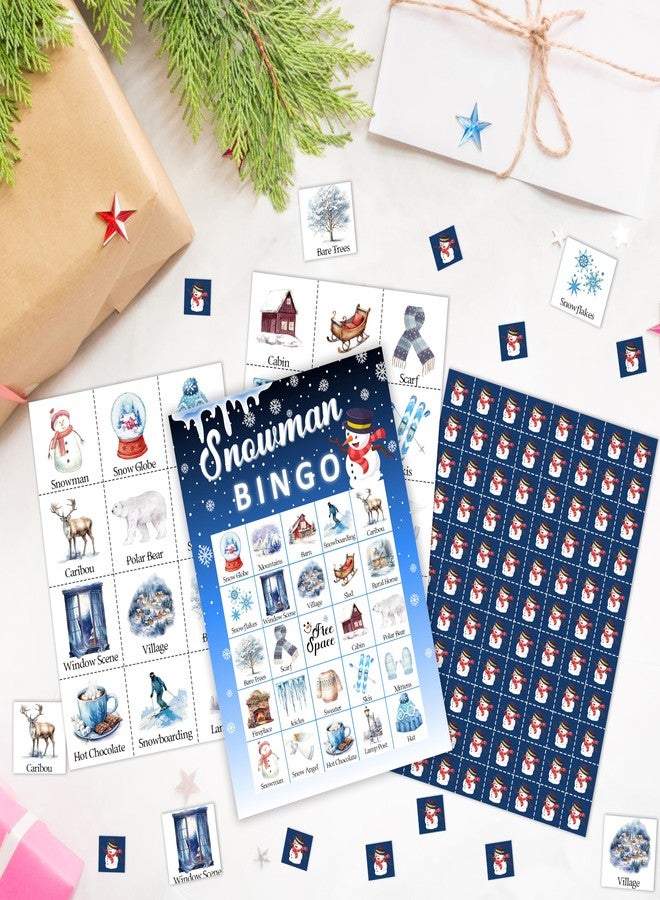 Mueddur Snowman Bingo Game Card, Winter Holiday Party Bingo Set for Adults Large Group Family Friends, Christmas Winter Holiday Games for 24 Players -30 - Image 4