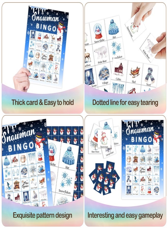 Mueddur Snowman Bingo Game Card, Winter Holiday Party Bingo Set for Adults Large Group Family Friends, Christmas Winter Holiday Games for 24 Players -30 - Image 5