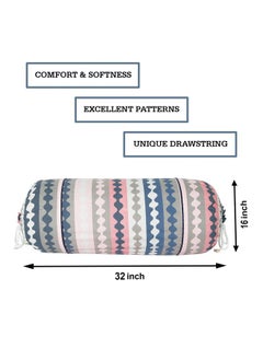 Kuber Industries Kuber Industries Zig zag Print Bolster Cover with Drawstring|Round Bedside Long Pillow Cover|Dewan Pillow Cover Set 16 x 32 |Bolster Cover Set of 4 (Multi)  - Image 5