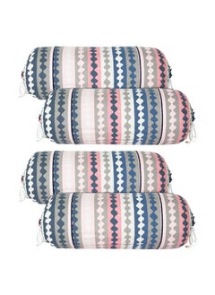 Kuber Industries Kuber Industries Zig zag Print Bolster Cover with Drawstring|Round Bedside Long Pillow Cover|Dewan Pillow Cover Set 16 x 32 |Bolster Cover Set of 4 (Multi)  - Image 1