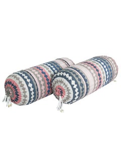 Kuber Industries Kuber Industries Zig zag Print Bolster Cover with Drawstring|Round Bedside Long Pillow Cover|Dewan Pillow Cover Set 16 x 32 |Bolster Cover Set of 4 (Multi)  - Image 2