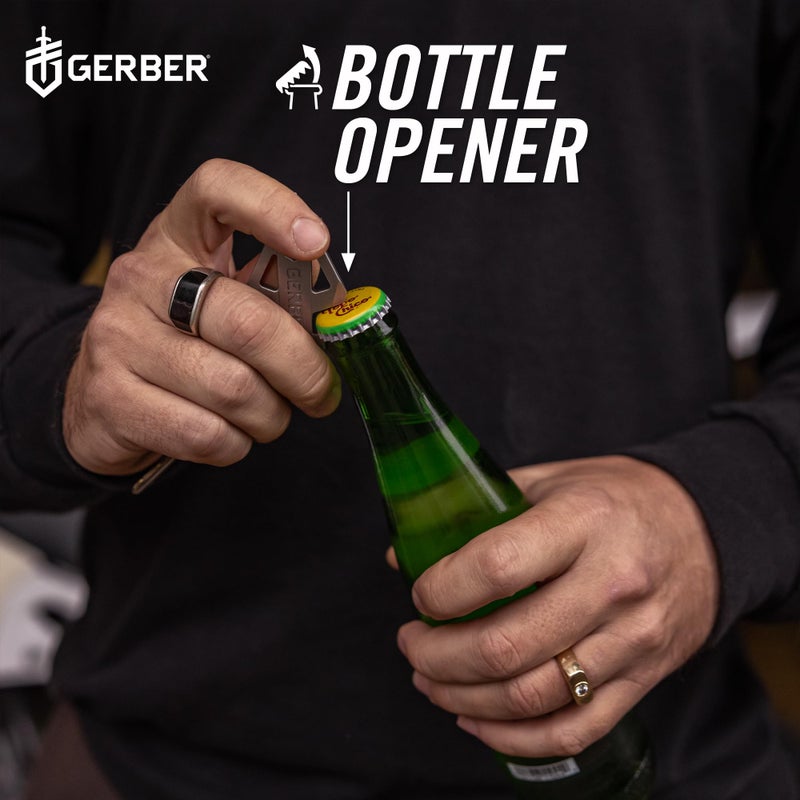 Gerber مفتاح جرابر جير بوردهاد 5 في 1 متعدد الاستخدامات، يتصل بالجيب أو حلقة المفاتيح مع فتاحة زجاجات، مفك رأس مسطح، فتاحة عبوات، مفك صليب ومقبس 1/4"، معدات EDC للحمل اليومي - Image 5