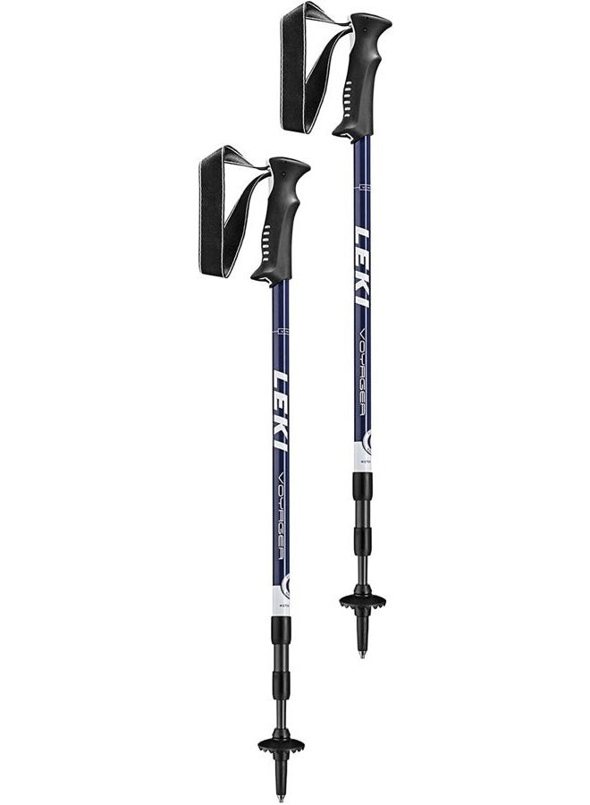 Leki Voyager Hiking Poles, White/Dark Blue, 110-145 cm - Image 1