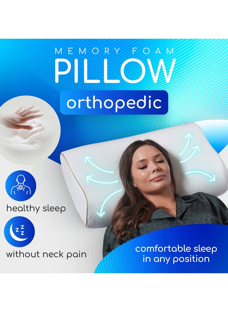 Comforto Wave Golden Piping Memory Foam Pillow 60x40x13-11 cm - Image 2