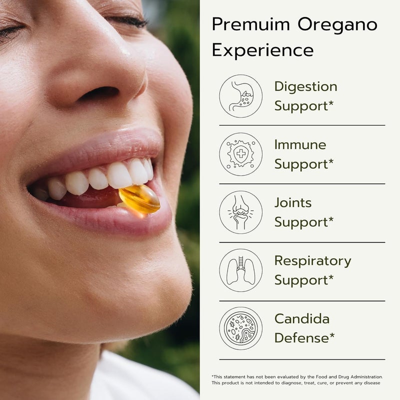 Aromavita Organic Oregano Oil Capsules Extra Strength with 8690 Carvacrol Immune Digestive Support Natural Antioxidant Vegan Herbal Supplement Greek Fast Absorption 60 Capsules - Image 4
