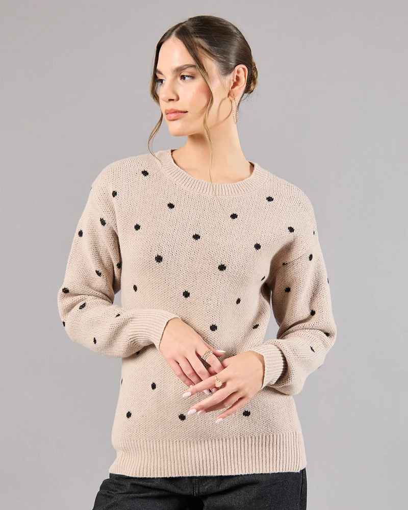 ردتاغ Women Beige Embellished Pullover