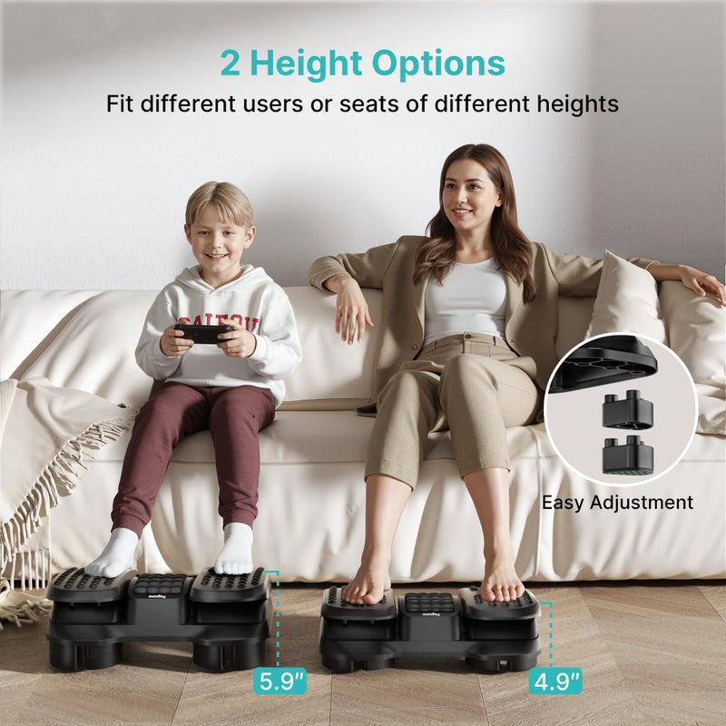 PEGZONE Foot Rest Under Desk with Massage Texture and Roller, Ergonomic Foot Stool with 2 Height Position, Adjustable Foot Rest for Under Desk at Work, Black - Image 5