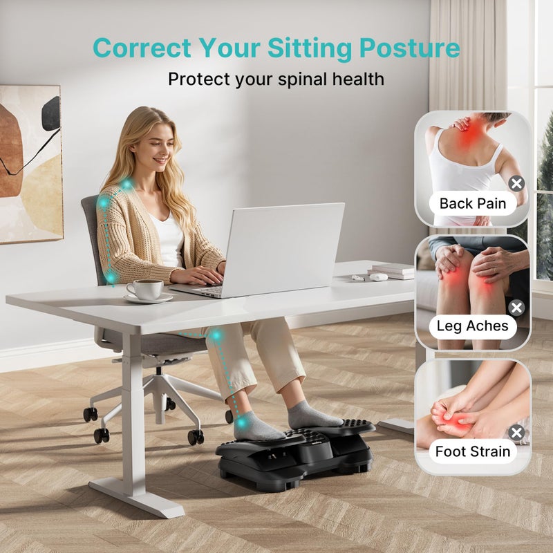 PEGZONE Foot Rest Under Desk with Massage Texture and Roller, Ergonomic Foot Stool with 2 Height Position, Adjustable Foot Rest for Under Desk at Work, Black - Image 4