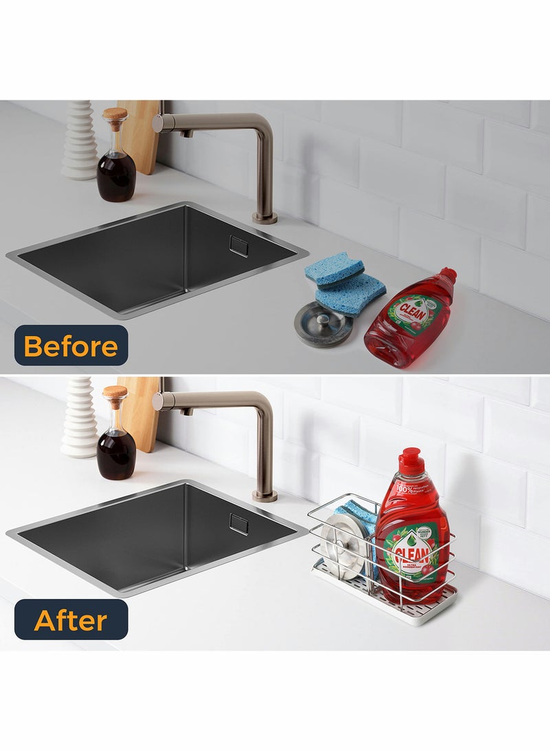 KASTWAVE Kitchen Sponge Holder, Kitchen Sink Organiser with Tray - Image 4