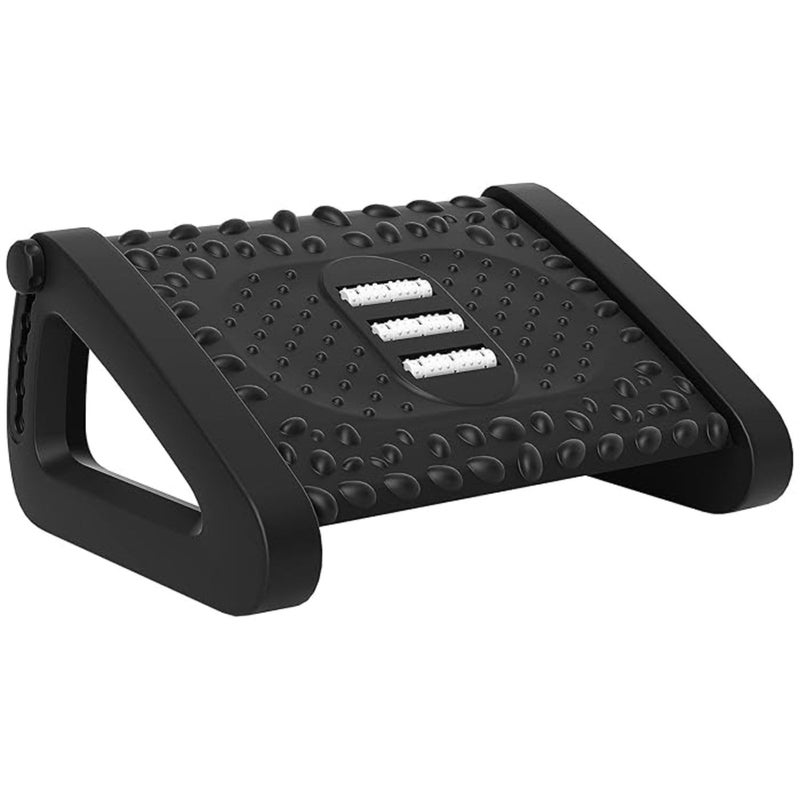 SONIQE Adjustable Foot Rest for Under Desk Ergonomic Office Footrest with Massage Texture Roller Sturdy Foot Stool with 6 Height Position NonSlip Bottom for Home Office at Work Black