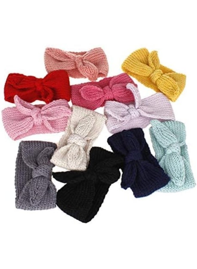 IZUS Turban Headband Baby Girl - Warm Rabbit Knot Hair Band, Knit Head Wrap for Newborn, Toddler and Children (Red + Beige) - Image 2