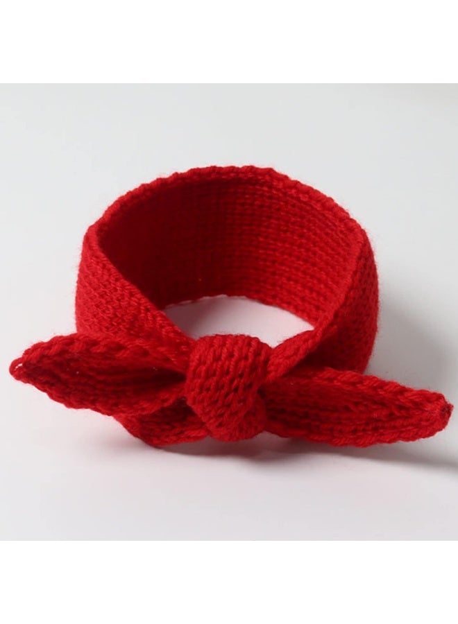 IZUS Turban Headband Baby Girl - Warm Rabbit Knot Hair Band, Knit Head Wrap for Newborn, Toddler and Children (Red + Beige) - Image 5