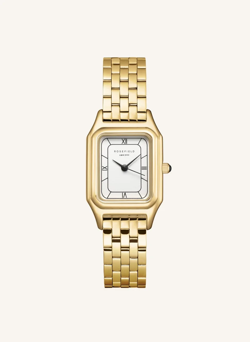 Rosefield Ivy White Black Roman numbers Steel Strap Gold - OCWGSG-OC01