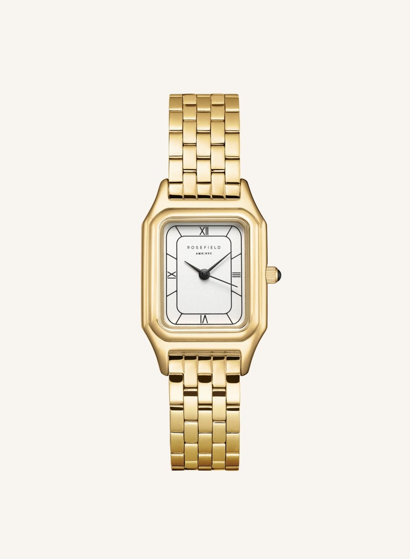 روزفيلد آيفي أبيض أسود أرقام رومانية سوار فولاذ ذهبي - Image 1