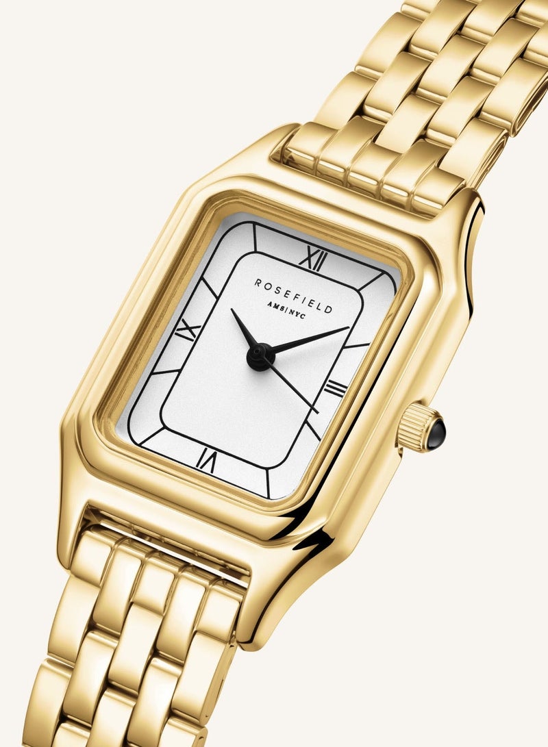 روزفيلد آيفي أبيض أسود أرقام رومانية سوار فولاذ ذهبي - Image 2