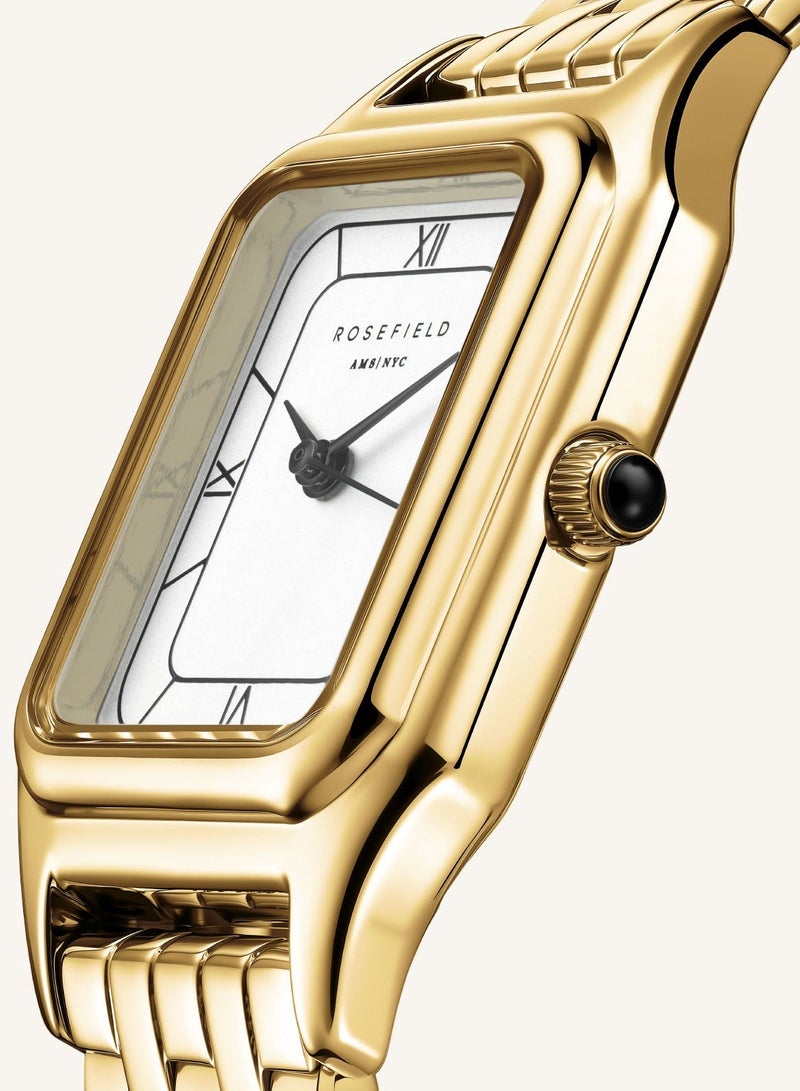 روزفيلد آيفي أبيض أسود أرقام رومانية سوار فولاذ ذهبي - Image 3