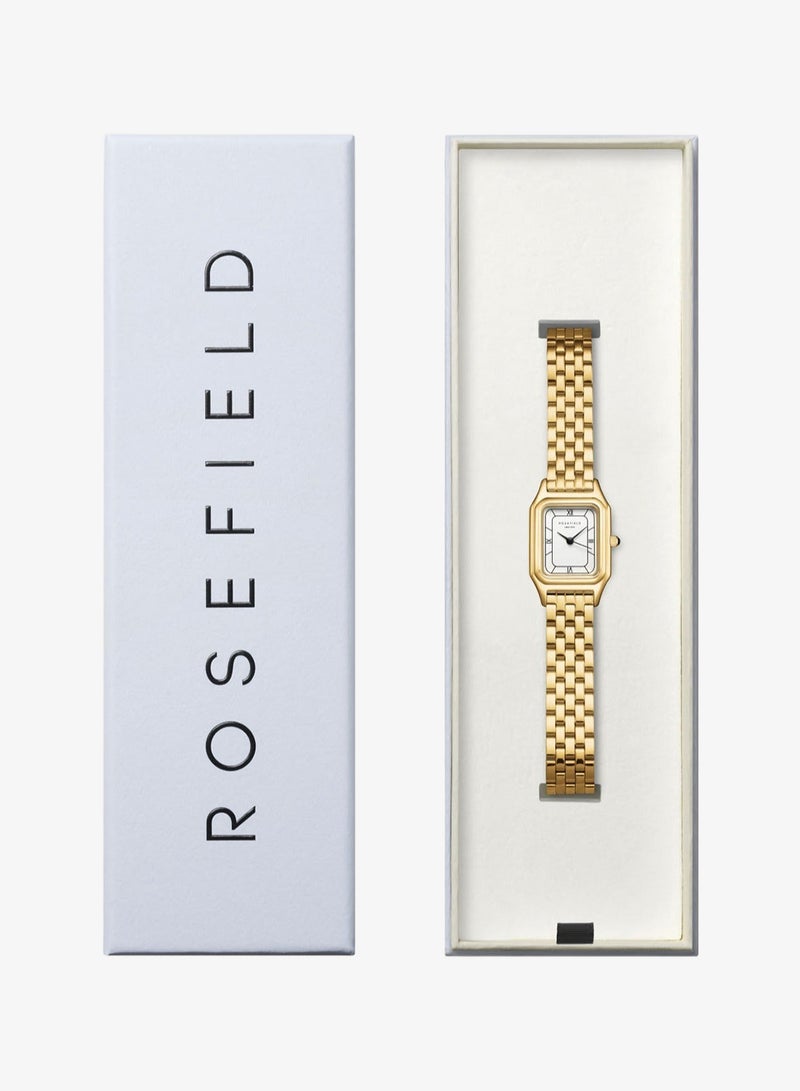 Rosefield Ivy White Black Roman numbers Steel Strap Gold - OCWGSG-OC01 - Image 4