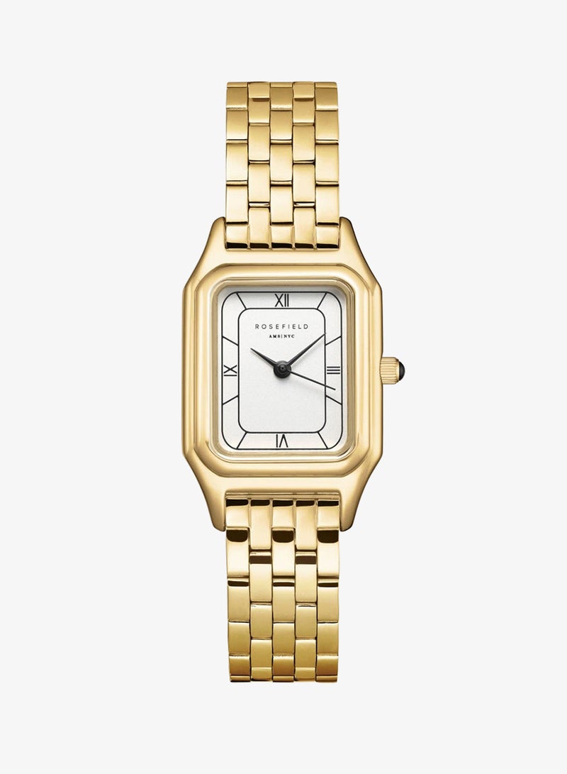 Rosefield Ivy White Black Roman numbers Steel Strap Gold - OCWGSG-OC01 - Image 1
