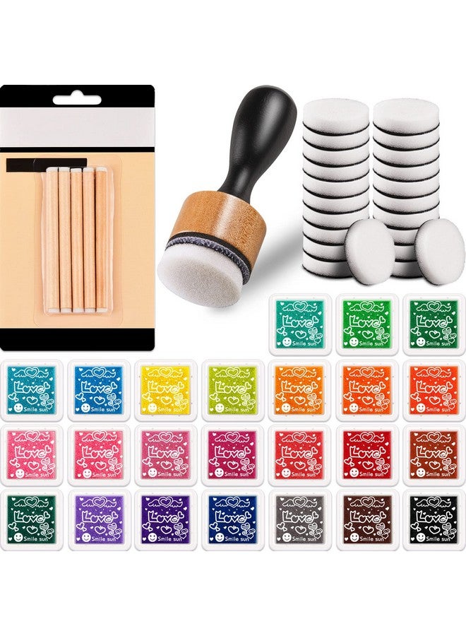 ايباك 52 قطعة من أدوات مزج الحبر الصغيرة مع وسادات إسفنجية بديلة، وسادات حبر، وأدوات مزج التفاصيل و24 لونًا من طوابع وسادة الحبر اليدوية لتطبيقات القصاصات الخشبية والنسيجية - Image 1